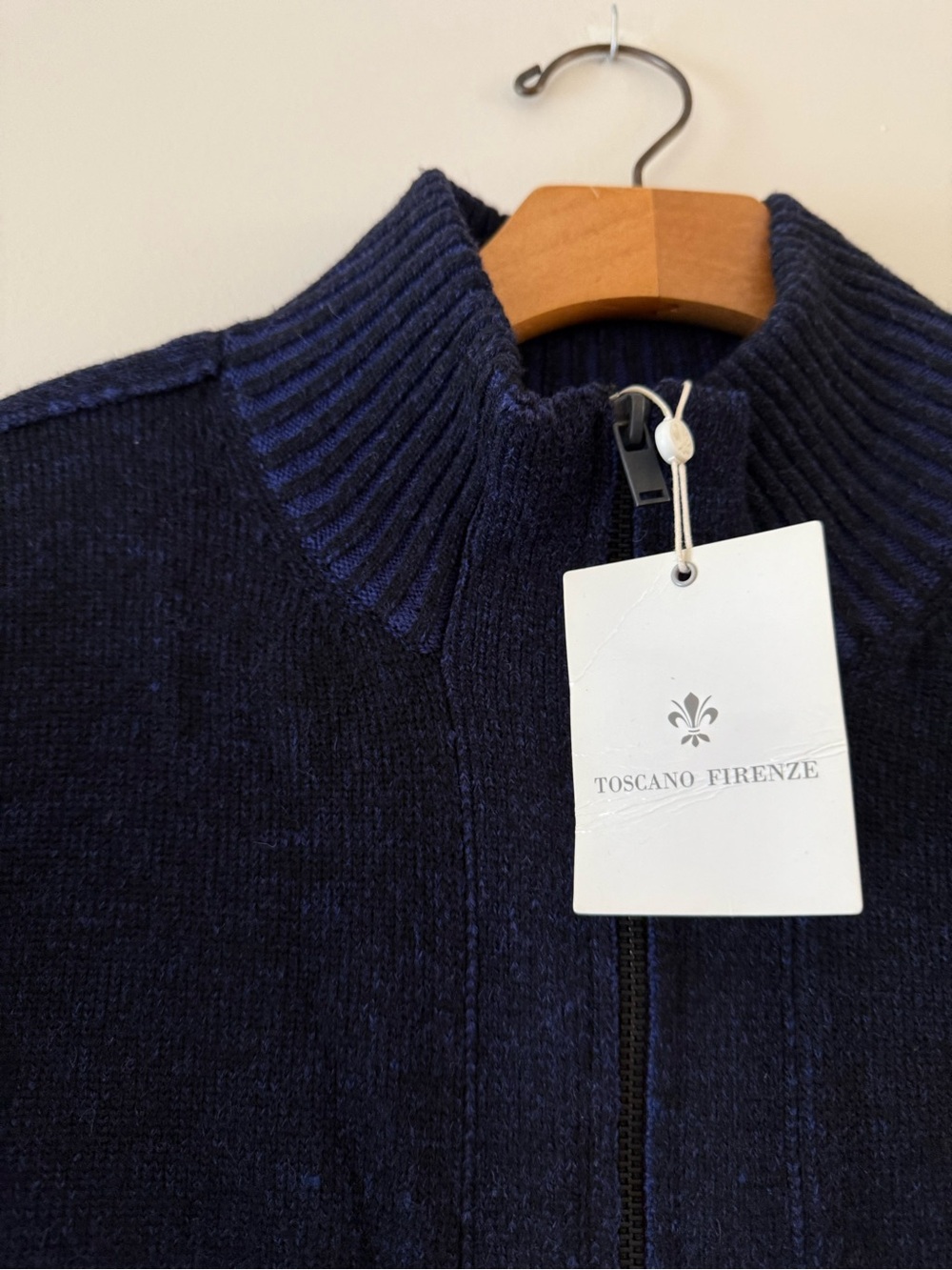 NWT✨ Toscano Firenze Navy Full-Zip Cardigan Sweater Size Medium - Picture 4 of 10